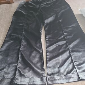 Elegant Black Satin Wide-Leg Pants